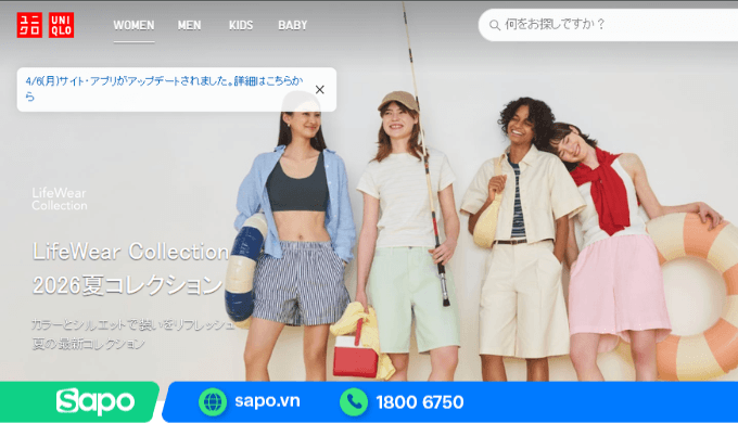 Đặt hàng trên website thương hiệu của Nhật Bản