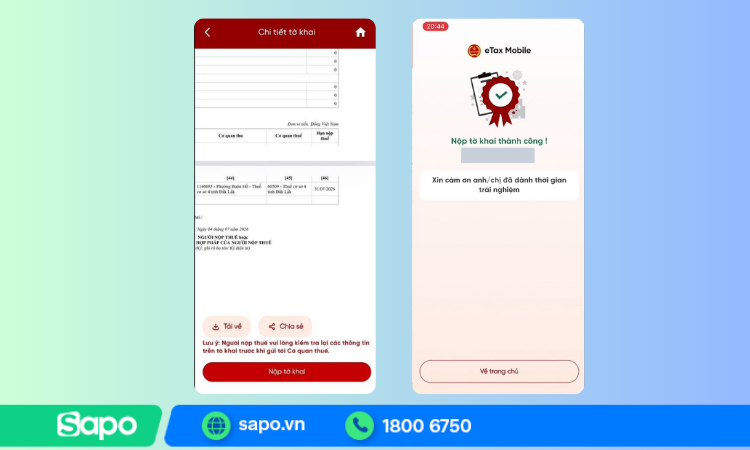 Kiểm tra và nộp tờ khai