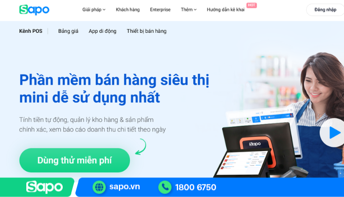 Dùng thử phần mềm bán hàng siêu thị Sapo