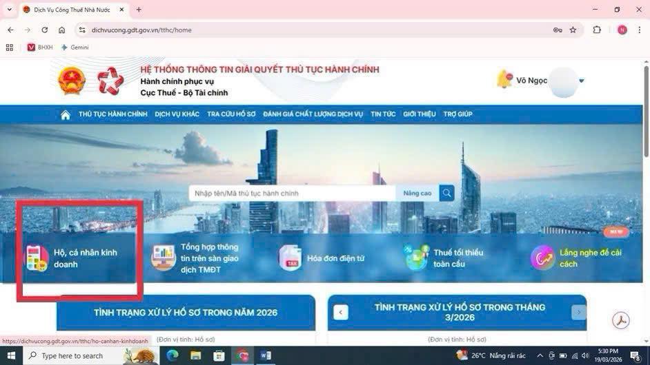 truy cập hộ, cá nhân kinh doanh