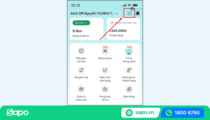 quét mã qr ở trang chủ
