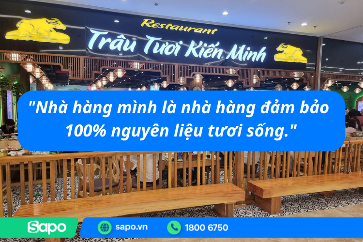 nguyên liêu tươi sống được đảm bảo tại trâu tươi kiến minh