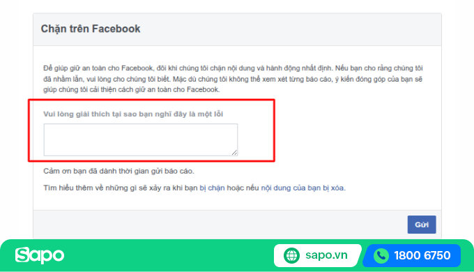 Gửi kháng cáo khi vi phạm tiêu chuẩn cộng động Facebook