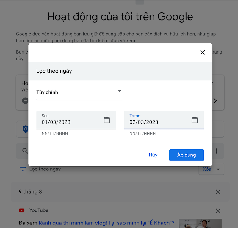 Khôi phục lịch sử Google bằng Google Activity