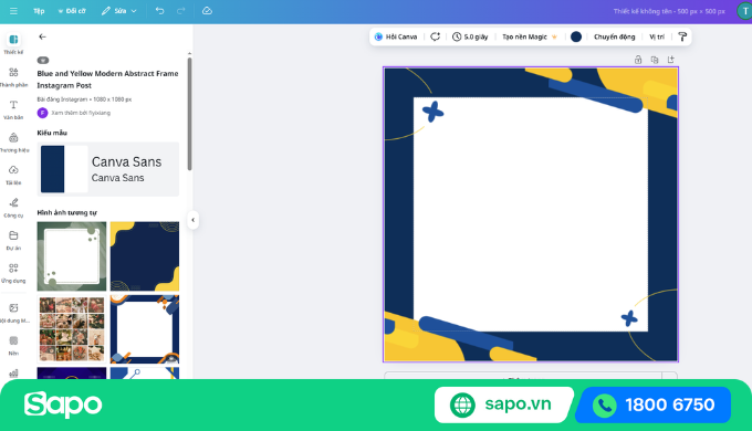 sử dụng mẫu có sẵn tại mục Thiết kế