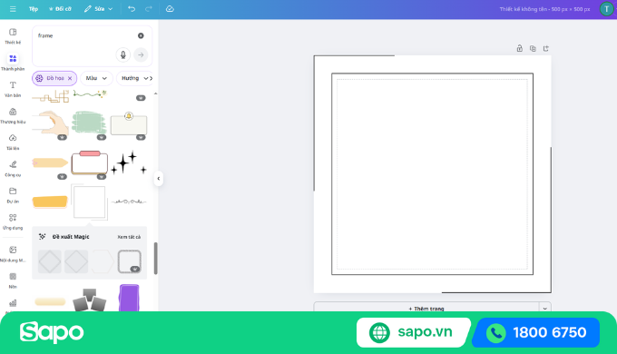 sử dụng mẫu khung ở phần thành phần