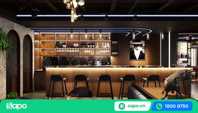 kích thước quầy bar quán rượu