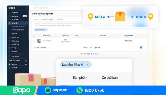 Phần mềm quản lý kho Sapo quản lý cửa hàng đồ gia dụng hiệu quả
