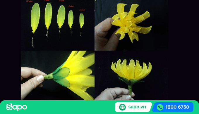 hoa cúc đại đóa bằng vải voan