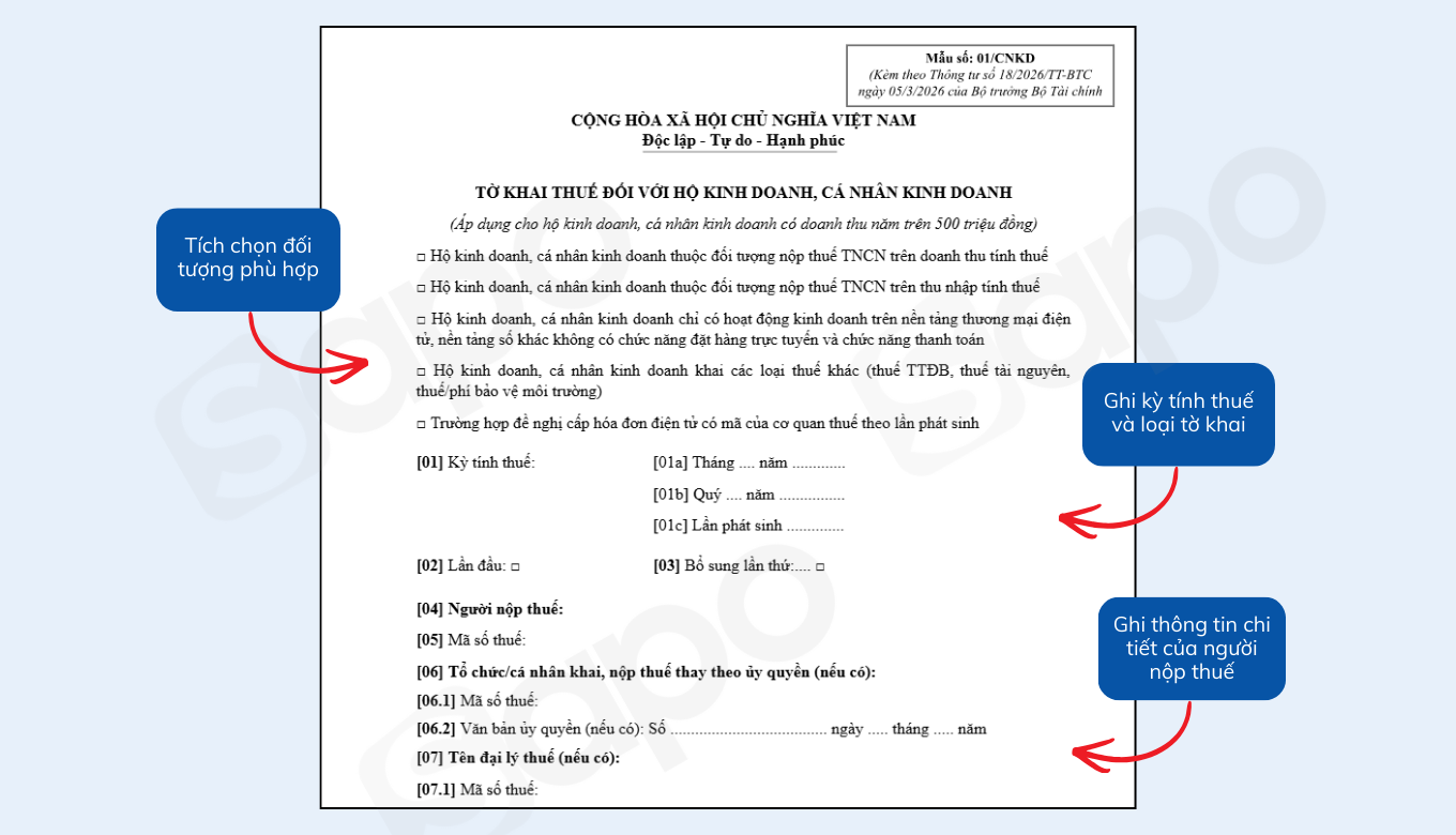 đối tượng điền tờ khai