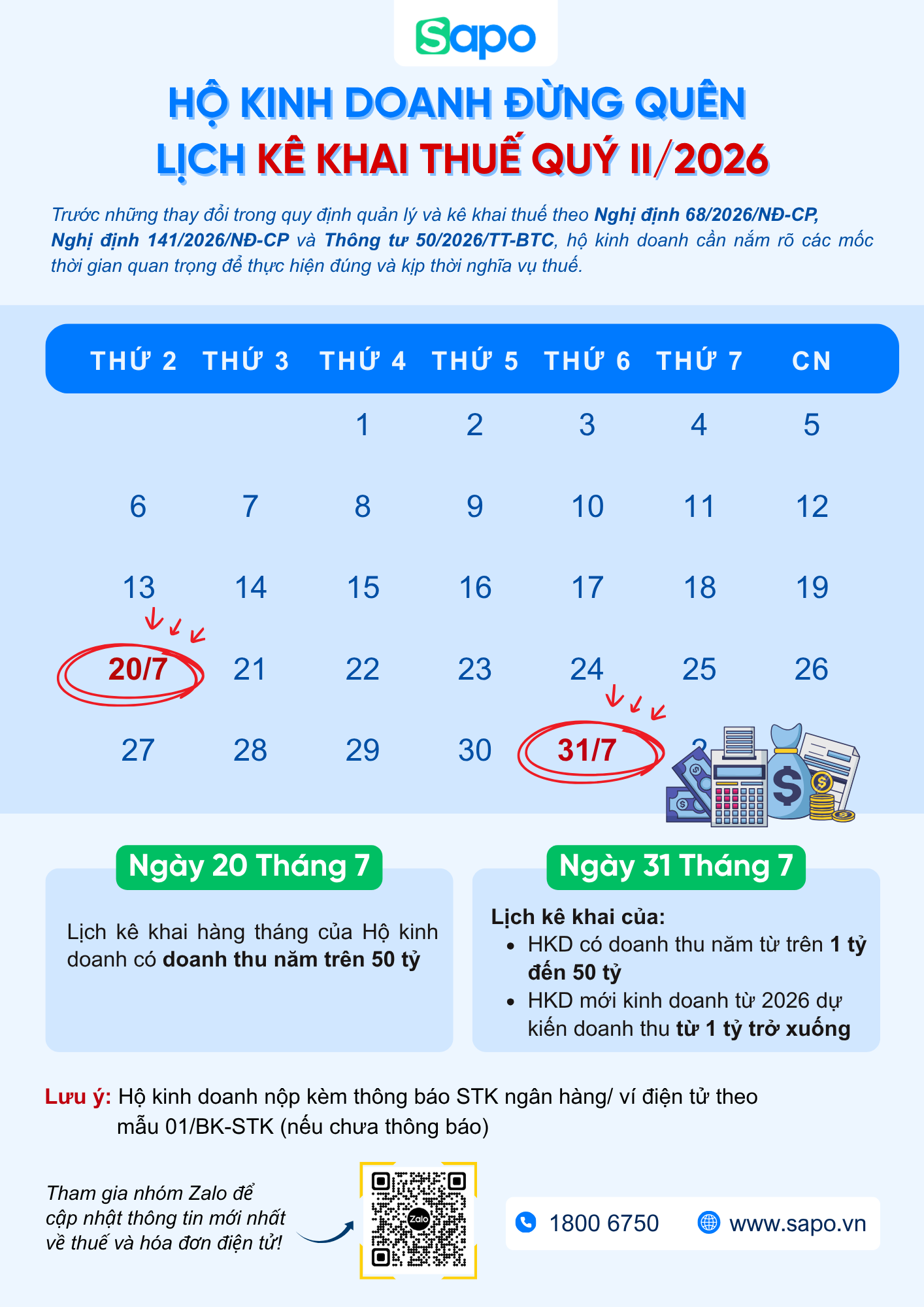 lịch kê khai thuế quý 2
