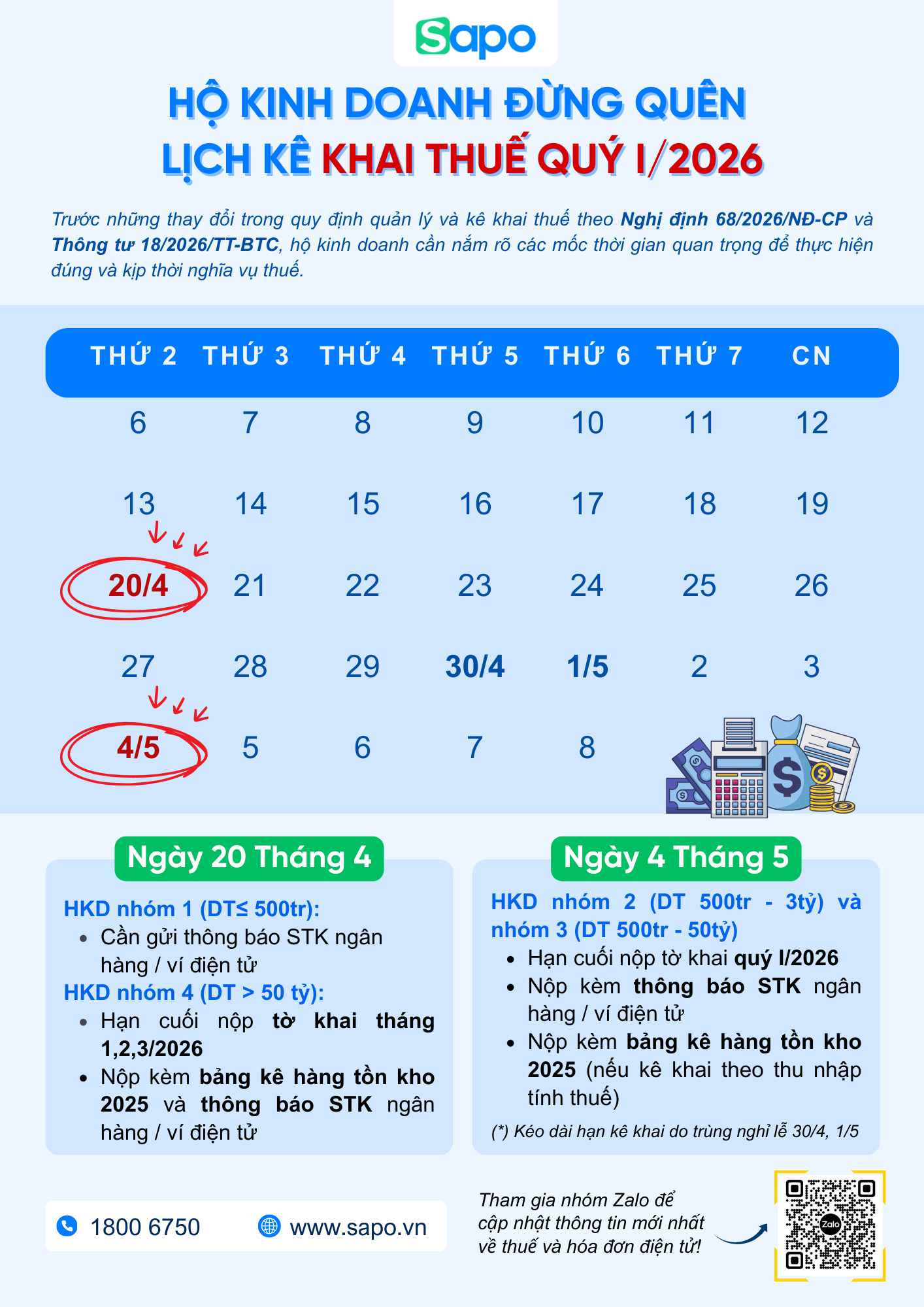 lịch kê khai quý I