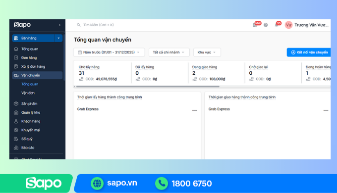 Phần mềm quản lý bán hàng đa kênh toàn diện Sapo quản lý chặt chẽ khâu vận đơn