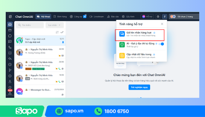 Gửi tin nhắn hàng loạt tự động trên Sapo