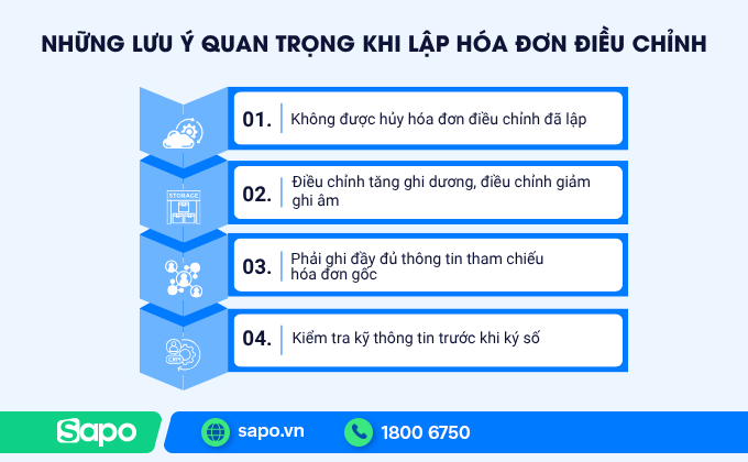 Lưu ý khi điều chỉnh hoá đơn