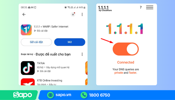 Hướng dẫn sử dụng 1.1.1.1 trên điện thoại