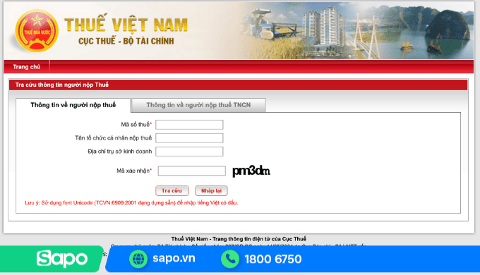 trang tra cứu mã số thuế hộ kinh doanh