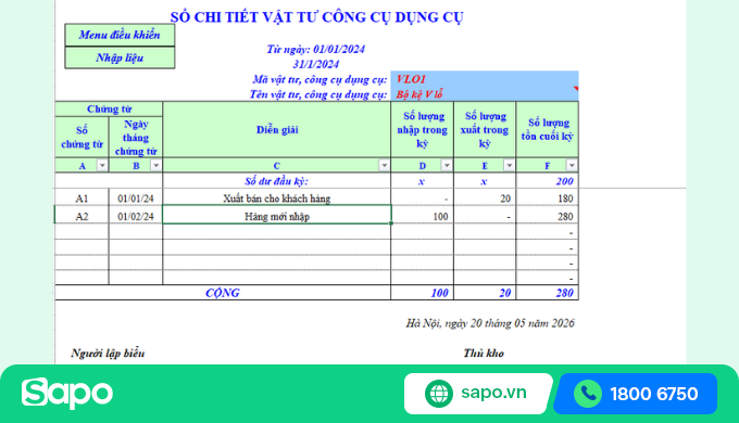 mẫu báo cáo tồn kho