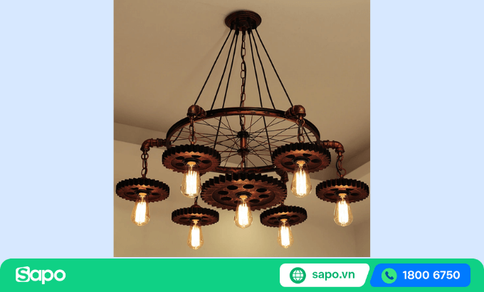đèn thả sắt hình bánh răng