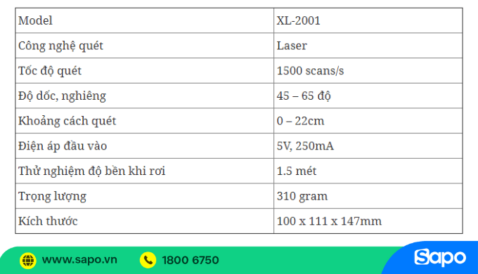 Giá bán máy quét mã vạch đa tia Sunlux XL-2001