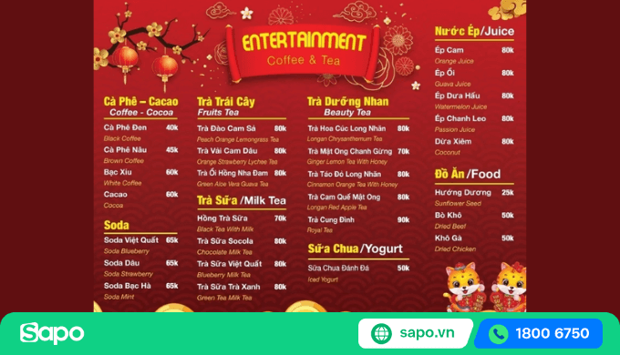 menu Tết cho quán cafe