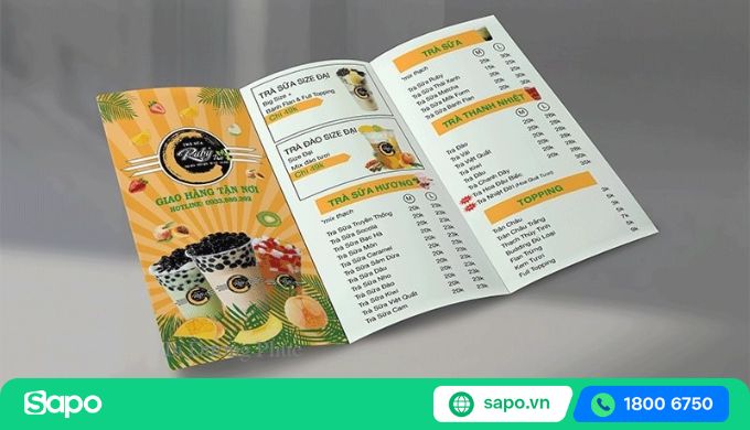 hiết kế menu trà sữa đơn giản