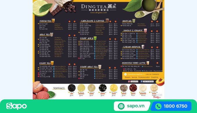 Bảng menu trà sữa phong cách bảng đen