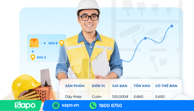 Phần mềm quản lý cửa hàng vật liệu xây dựng Sapo