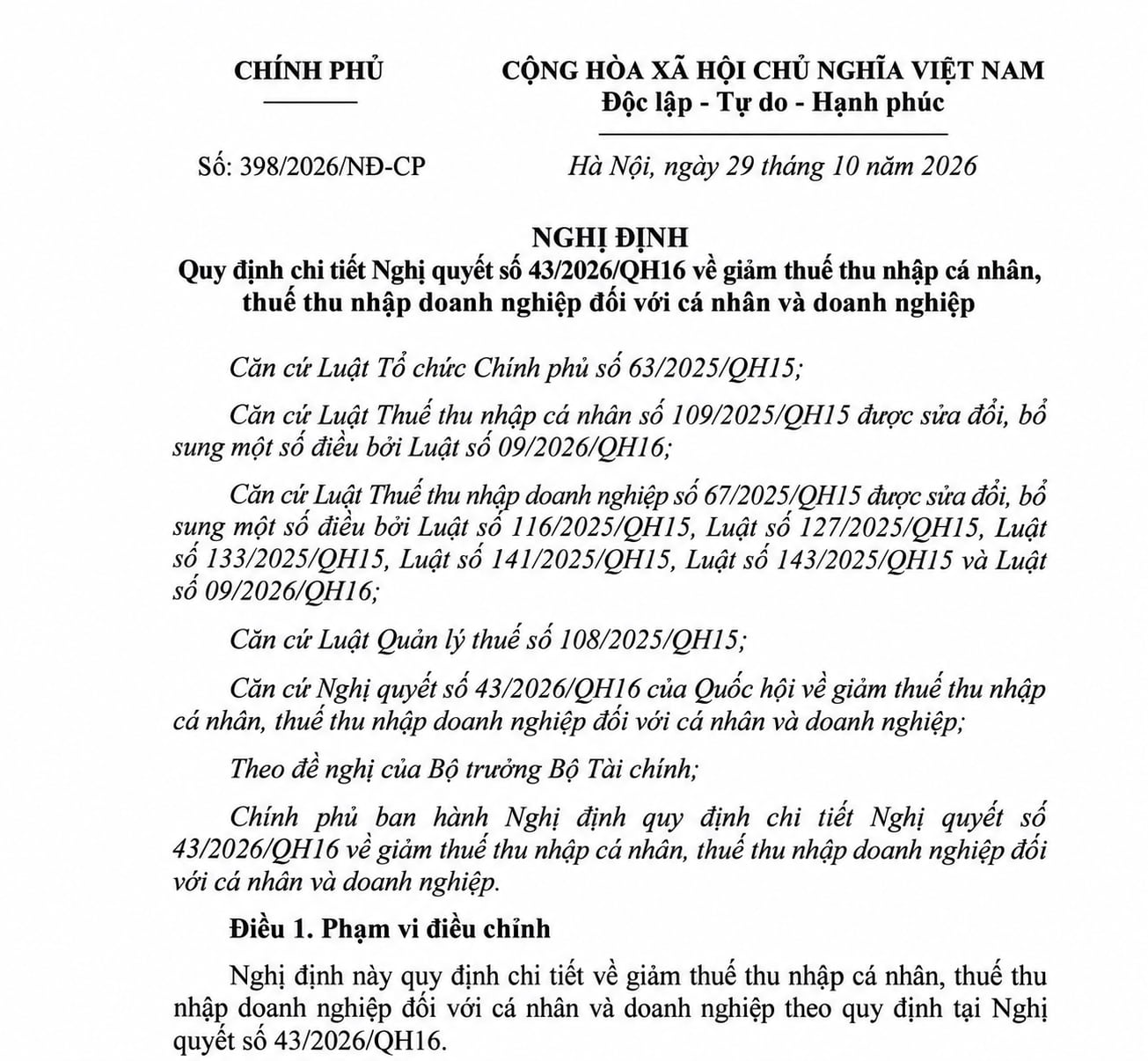 Nghị định 398/2026/NĐ-CP