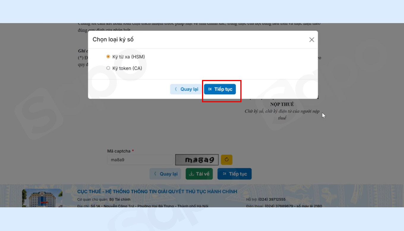 Chọn loại ký số