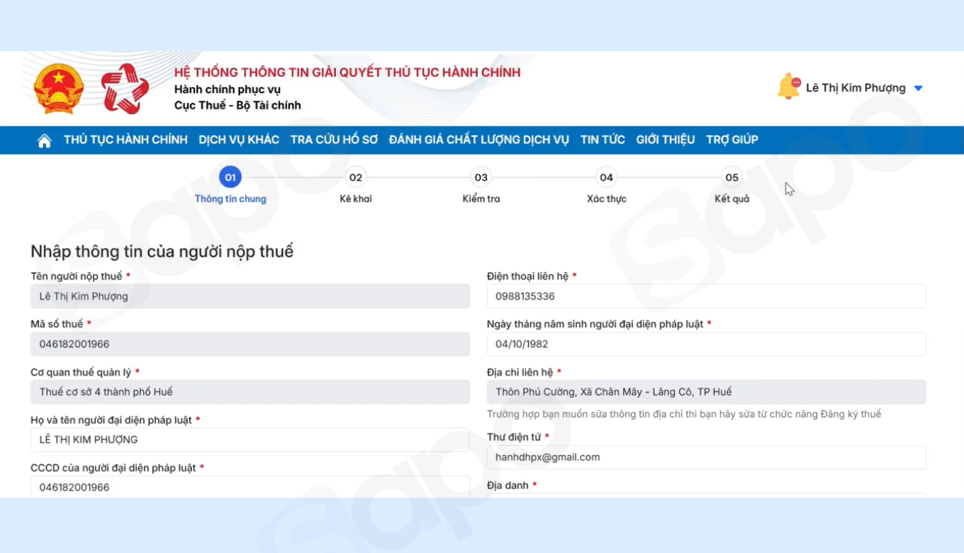 kiểm tra thông tin người nộp thuế