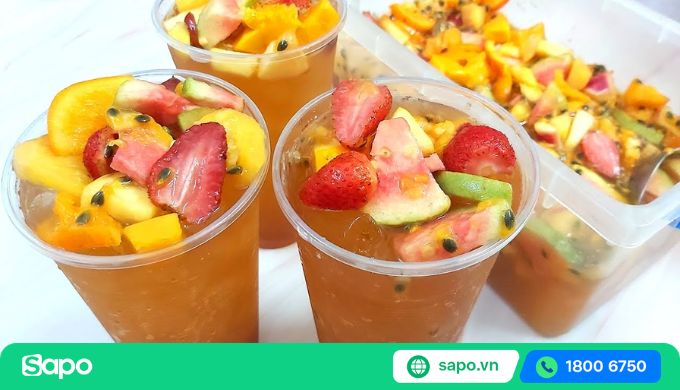 trái cây tươi và nguyên liệu mix thêm