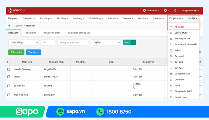 Nhanh.vn – Phần mềm quản lý vật tư phù hợp bán hàng đa kênh