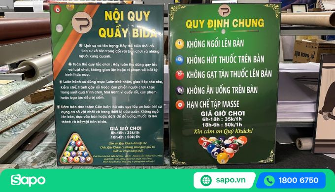 lưu ý khi làm nội quy quán bida