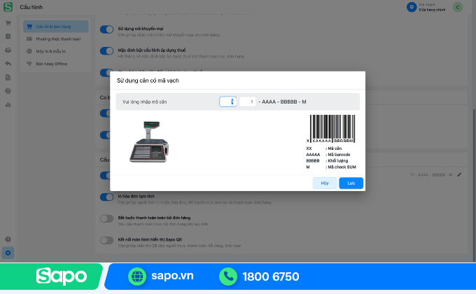 Kết nối cân điện từ trên Sapo
