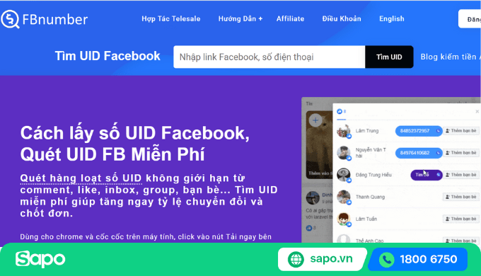Phần mềm lấy số điện thoại từ Facebook FBnumber