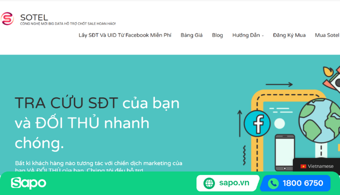 Phần mềm lấy số điện thoại từ Facebook Sotel