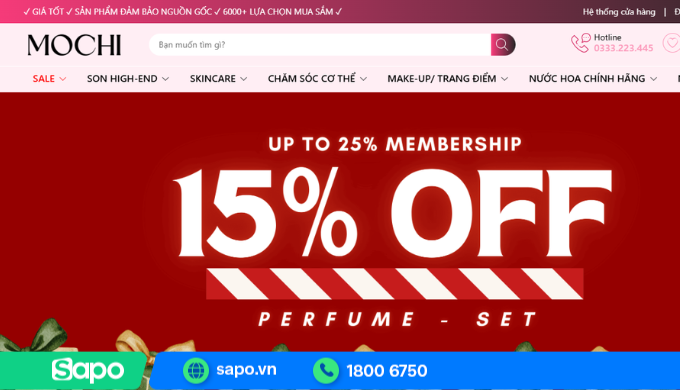 Website bán hàng của Mochi Peachy