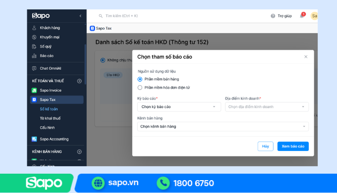 Ghi sổ kế toán trên phần mềm Sapo
