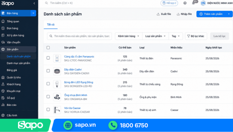 Theo dõi sản phẩm bán theo từng phiên bản