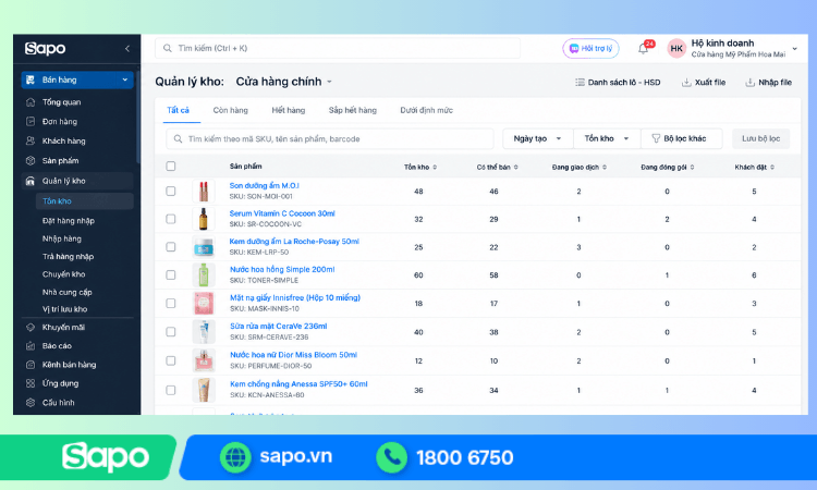 Phần mềm quản lý bán hàng giúp quản lý tồn kho chi tiết