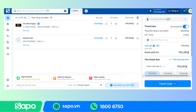 Tính tiền cá cảnh và phụ kiện