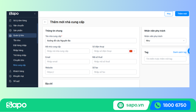 Quản lý nhập hàng nhà cung cấp bán đồ câu