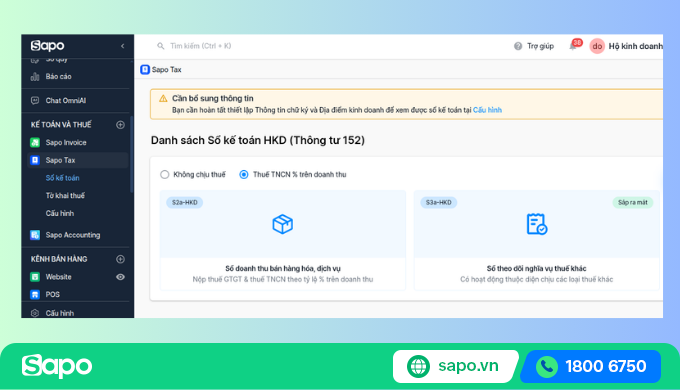 Lập sổ kế toán tự động trên phần mềm quản lý cửa hàng đồ câu Sapo