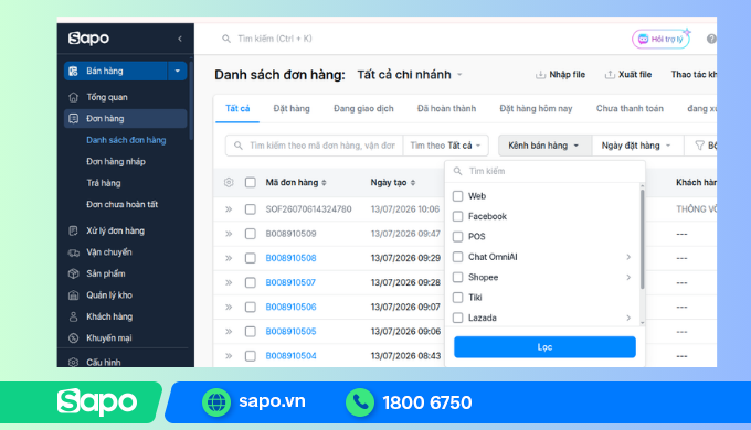 Quản lý đơn hàng hoa quả trên toàn bộ kênh bán