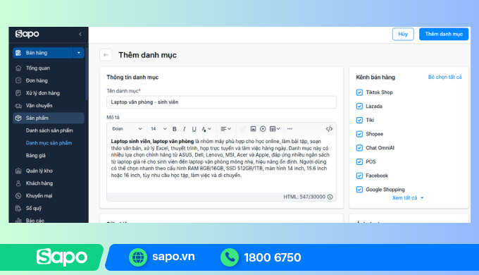 Thêm mới danh mục máy tính để quản lý dễ dàng