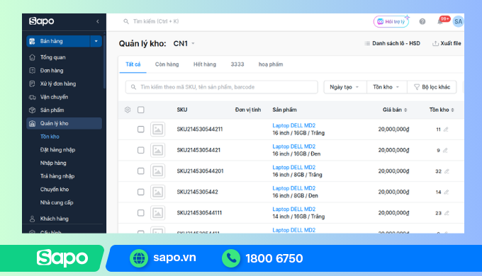 Quản lý tồn kho máy tính, phụ kiện chính xác