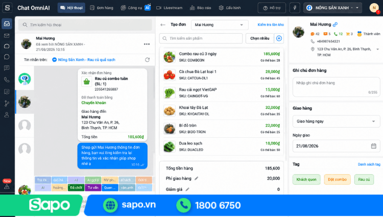 Tạo đơn hàng ngay khi chat với khách trên Sapo
