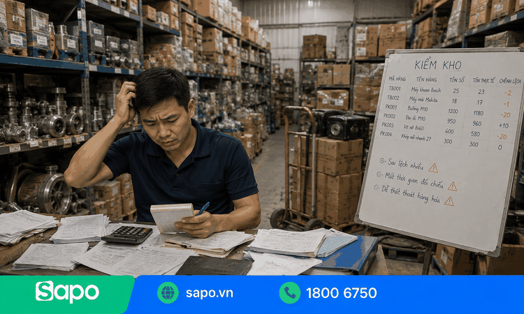 Nhiều mã hàng khiến cửa hàng thiết bị công nghiệp kiểm kho thủ công khó khăn