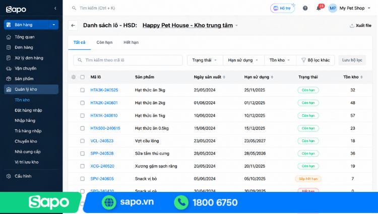 Quản lý hạn sử dụng sản phẩm chi tiết